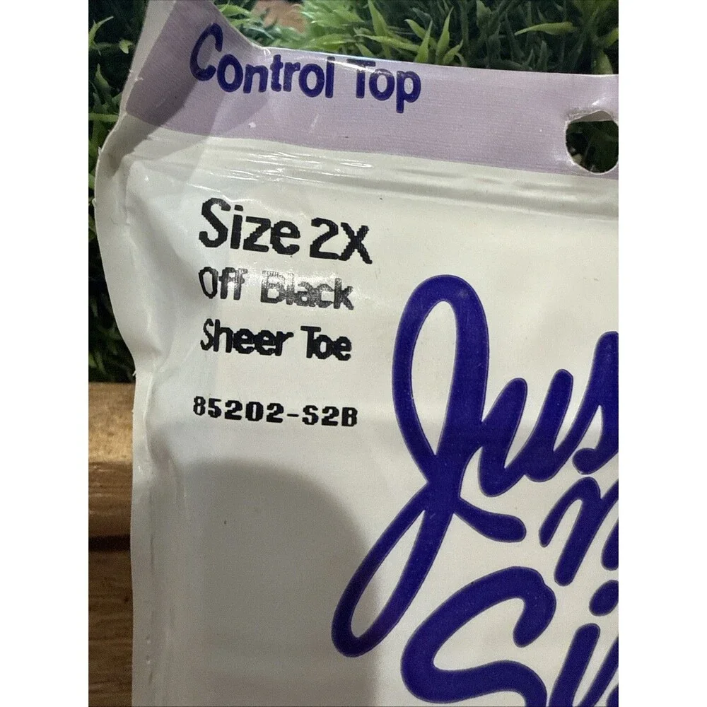 New! Vintage JUST MY SIZE Control Top Pantyhose Off Black 2X Sheer Toe NOS